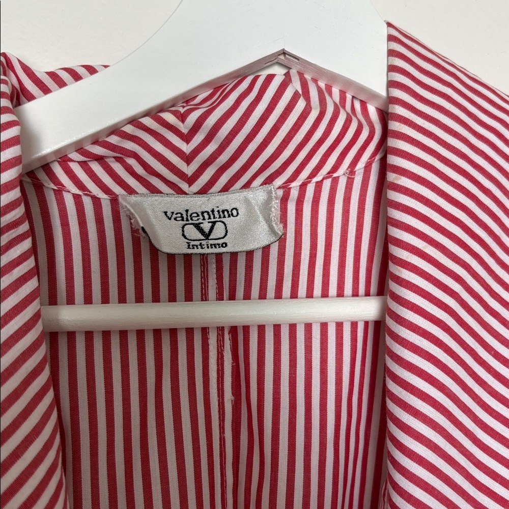 VINTAGE Valentino Intimo Intimates Pink and White Striped Robe 100% cotton - Picture 3 of 9